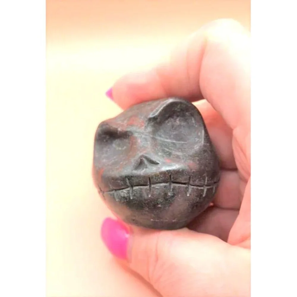 Adorable Blood Stone Jack Skellington Skull Carving